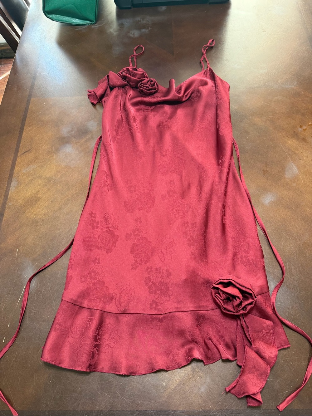Tinseltown Burgundy Floral Satin Mini Slip Dress